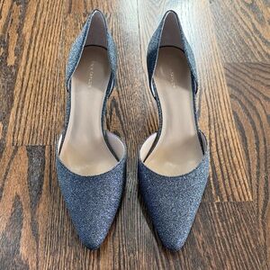Ann Taylor Glittery gray/black kitten heels